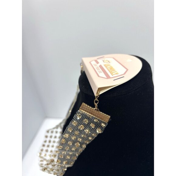 Shining Lace Glitter Choker Gold Transparent Wide Boho Fabric Necklace Women NEW - Picture 5 of 9